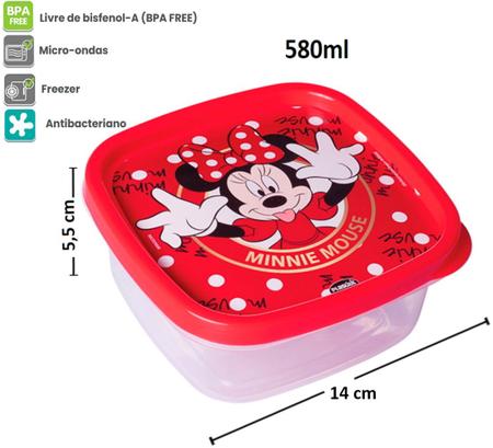 Kit escolar Minnie Mouse com garrafa e pote, 15631, Plasutil - CX