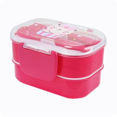 Imagem de  Kit Lancheira Bolsa Térmica Marmita Dupla e Garrafa 460ml Pink Jkd