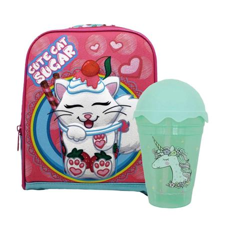 Kit Lancheira Escolar Meninas Em Relevo Copo 450 Ml Canudo - Winth Imagem de Kit Lancheira Escolar Meninas Em Relevo Copo 450 Ml Canudo