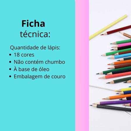 Imagem de Kit Lápis 18 Cores Infantil Qualidade Profissional Escolar