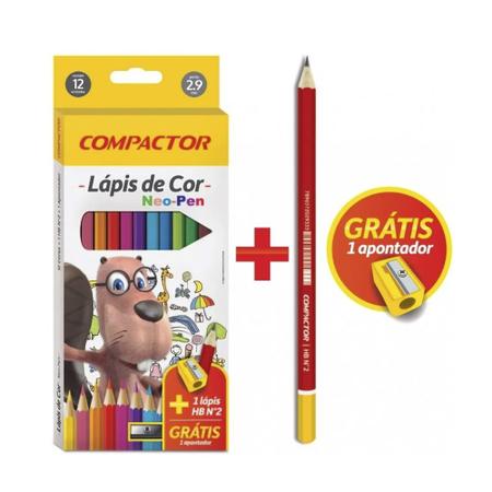 Imagem de Kit Lápis de Cor Neo-Pen 12 cores + Lápis e Apontador Compactor