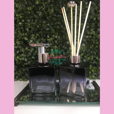 Imagem de Kit lavabo luxo difusor de aromas, saboneteira, aromatizador de varetas, bandeja.