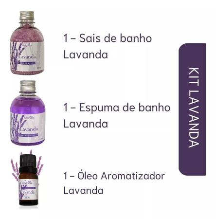 Imagem de Kit Lavanda Espuma de banho + Sais de Banho + Essência Umidificador Lavanda Banheira Hidromassagem