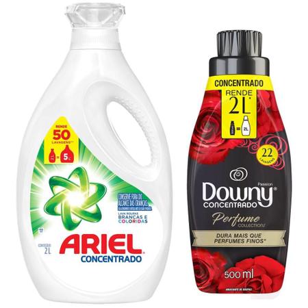 Imagem de Kit lavanderia Sabão Liq. Ariel 2L + Amaciante Downy Passion 500ml