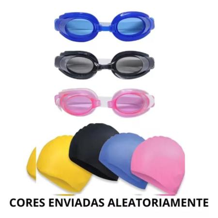 Imagem de Kit Lazer Piscina + Oculos De Natação + Touca De Mergulho