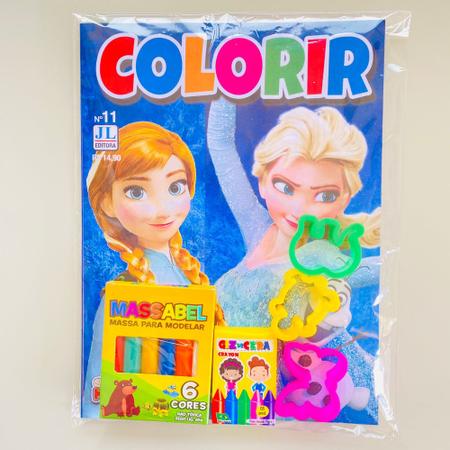 Imagem de Kit Lembrancinha aniversario Revista Colorir Pintar Giz e Massinha Frozen
