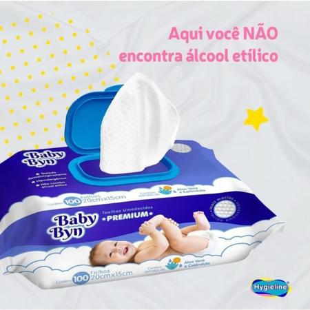 Imagem de Kit Lenço/Toalha umedecida Baby Byn Premium c/ 200 unid. - 2 pacotes c/ 100 unid.