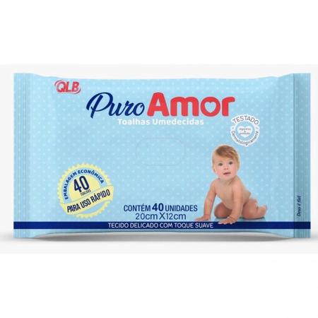 Imagem de Kit Lenço Umedecido - Puro Amor 40uni C/3 Pacotes