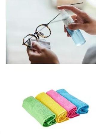 Imagem de Kit limpa lentes spray e paninho limpeza de óculos  multifuncional