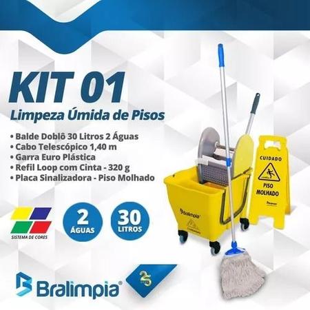 Imagem de Kit Limpeza Profissional Bralimpia 30 Litros Doblo Amarelo 