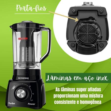 Liquidificador Triturador Mondial L99Fb Turbo Filtro 3V 1,6 Litros