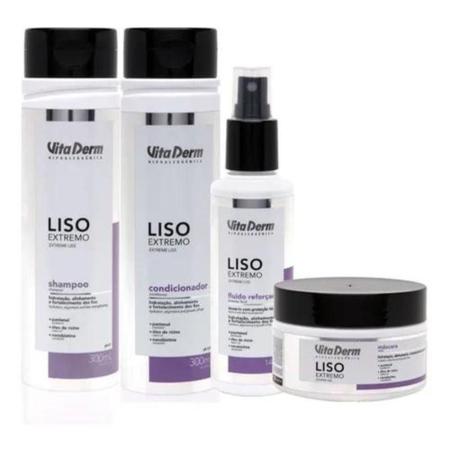 Imagem de Kit Liso Extremo Shampoo Condicionador Mascara Vita Derm