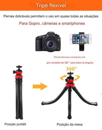 Imagem de Kit Lives Reuniões Tripé Flexivel Celular C/ Led Microfone