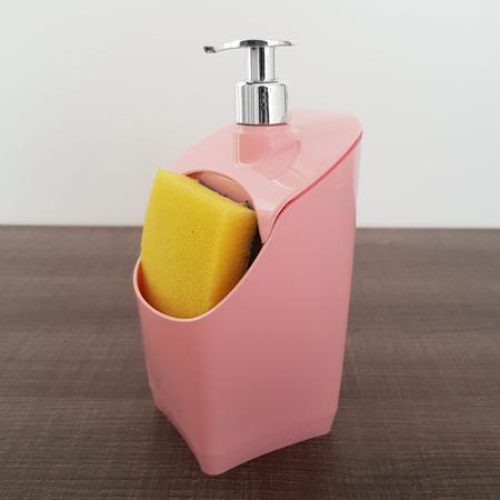 Imagem de Kit Lixeira 4L Capacete E Dispense De Detergente Porta Esponja Rosa Quartzo