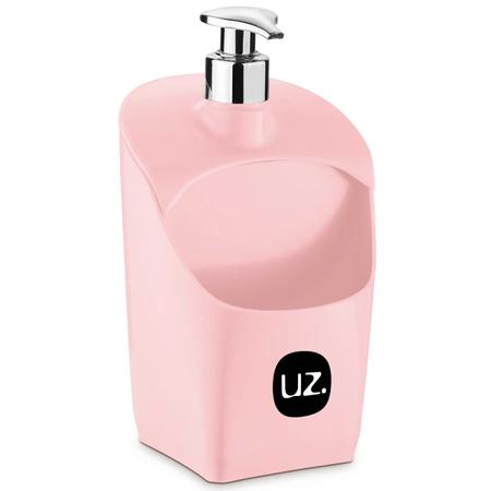 Imagem de Kit Lixeira 4L Capacete E Dispense De Detergente Porta Esponja Rosa Quartzo