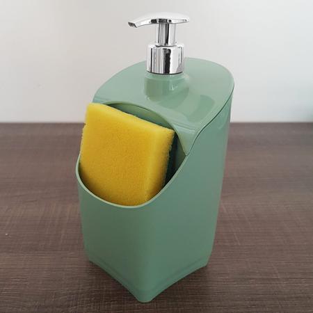 Imagem de Kit Lixeira 4L Capacete E Dispense De Detergente Porta Esponja Verde Menta