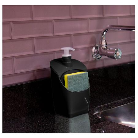 Imagem de Kit Lixeira de Pia e Porta Detergente Dispenser Preto 2pcs