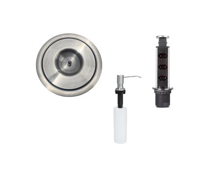 Kit Lixeira Embutir 3L + Torre de Tomada + Dosador Inox - Inovar