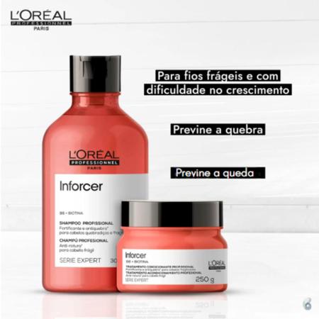 Imagem de Kit loreal inforcer shampoo 300ml + mascara 250g