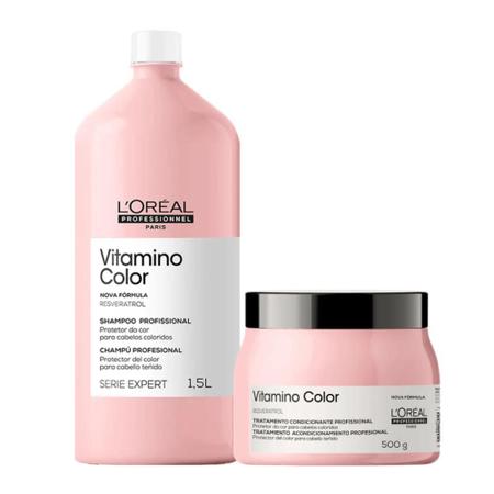 Imagem de Kit loreal vitamino color resveratrol shampoo 1.5l + mascara 500g