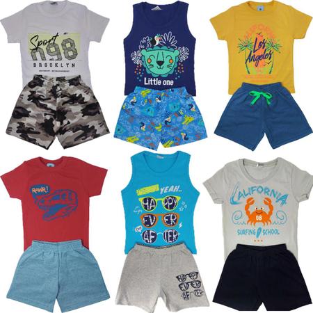 Imagem de Kit Lote 3 Conjunto Infantil Menino Roupa Infantil Verão 1/2/3 Anos