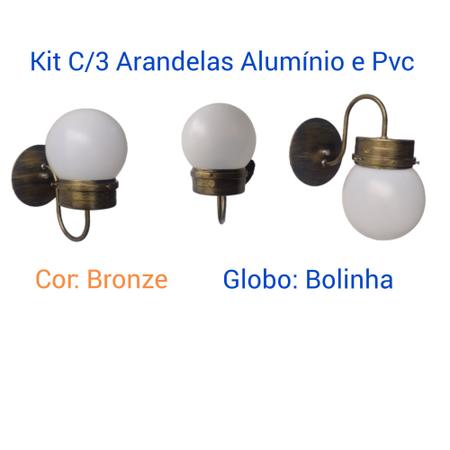 Kit Luminárias C/3 Arandelas de parede Alumínio e Pvc - Dimilla Luminárias Imagem de Kit Luminárias C/3 Arandelas de parede Alumínio e Pvc