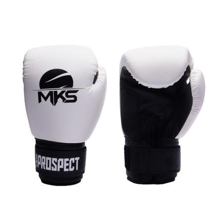Imagem de Kit Luva Boxe Muay Thai Prospect Branco 14oz + Bandagem + Protetor Bucal MKS Combat