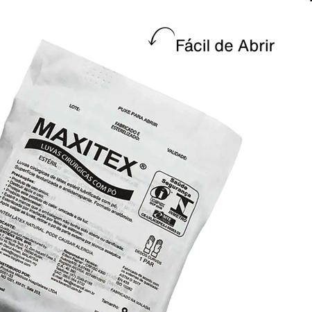 Imagem de Kit Luva Cirúrgica de Látex Estéril N 6,5 Branco Com Pó 50 Peças Maxitex