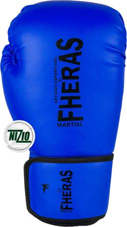 Imagem de Kit Luva de Boxe Muay Thai MMA Bandagem Bucal 14oz Azul