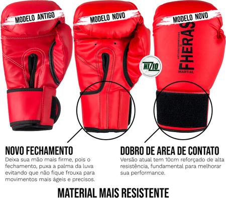 Imagem de Kit Luva de Boxe Muay Thai MMA Bandagem Bucal 16oz Vermelha
