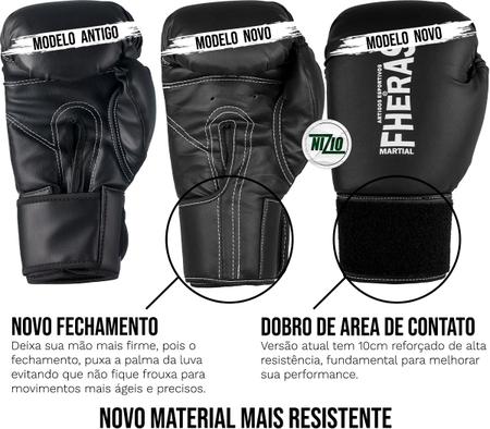 Imagem de Kit Luva de Boxe Muay Thai MMA Bandagem e Bucal 12oz Preto