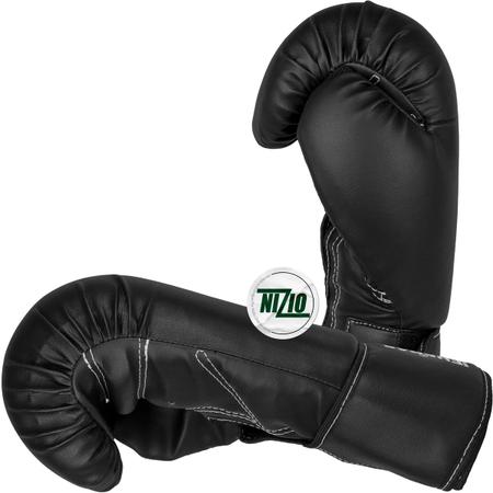 Imagem de Kit Luva de Boxe Muay Thai MMA Bandagem e Bucal 12oz Preto