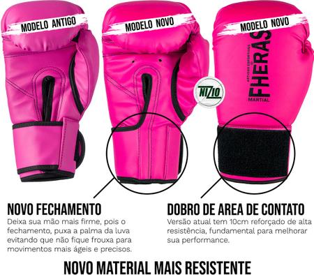 Imagem de Kit Luva de Boxe Muay Thai MMA Bandagem e Bucal Rosa 10oz