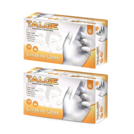 Kit Luva De Látex Talge Tam. G Com Pó - 2 Caixas Com 100 Unidades Cada Imagem de Kit Luva De Látex Talge Tam. G Com Pó - 2 Caixas Com 100 Unidades Cada