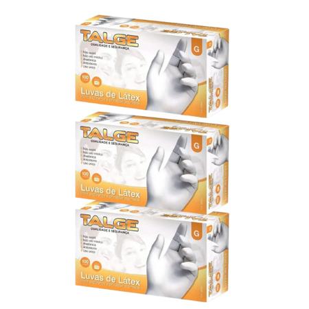 Kit Luva De Látex Talge Tam. G Com Pó - 3 Caixas Com 100 Unidades Cada Imagem de Kit Luva De Látex Talge Tam. G Com Pó - 3 Caixas Com 100 Unidades Cada