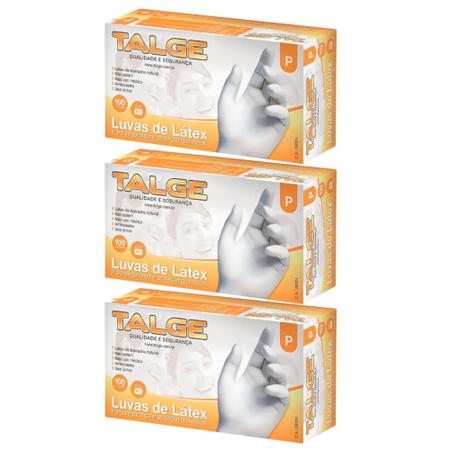 Kit Luva De Látex Talge Tam. P Com Pó - 3 Caixas Com 100 Unidades Cada Imagem de Kit Luva De Látex Talge Tam. P Com Pó - 3 Caixas Com 100 Unidades Cada