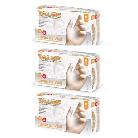 Kit Luva De Vinil Talge Tam. P Sem Pó - 3 Caixas Com 100 Unidades Cada Imagem de Kit Luva De Vinil Talge Tam. P Sem Pó - 3 Caixas Com 100 Unidades Cada