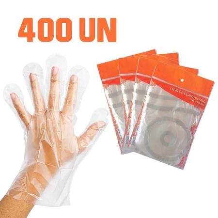 Imagem de Kit Luva descartável Cor Transparente Tamanho Unico 400un