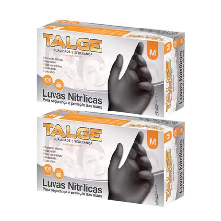 Kit Luva Nitrílica Talge Tam. M Sem Pó - 2 Caixas Com 100 Unidades Cada Imagem de Kit Luva Nitrílica Talge Tam. M Sem Pó - 2 Caixas Com 100 Unidades Cada
