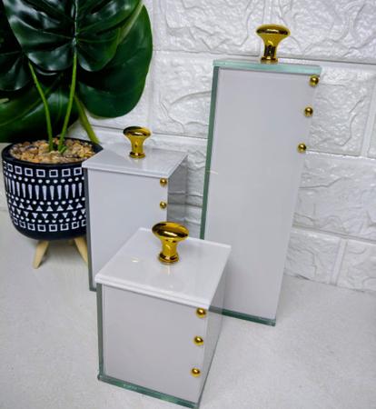 Imagem de Kit Luxo Acessórios para Banheiro porta escovas Algodao e cotonetes