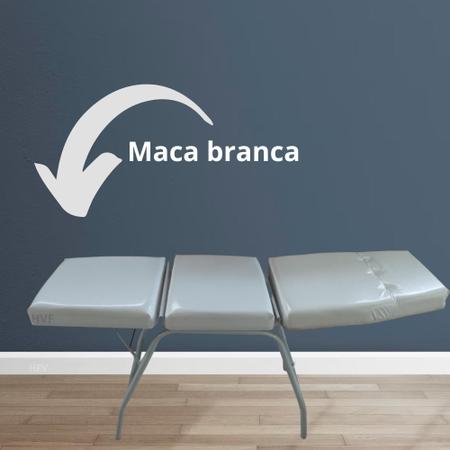 Imagem de Kit Maca Branca Estética + Carrinho Tatuagem Salão Cama