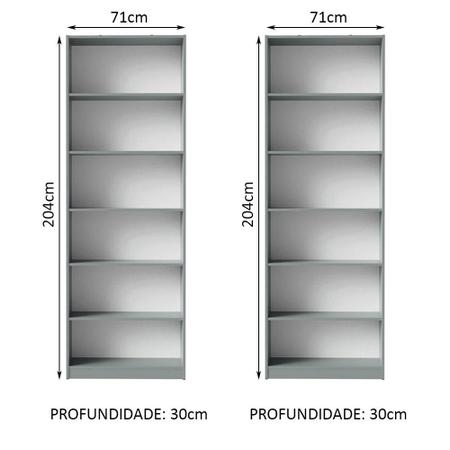 Imagem de Kit Madesa com 2 Estantes Livreiro 6908 - Cinza