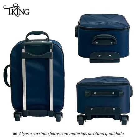 Imagem de Kit Mala Bordo Pequena Viagem 10kg Padrão ANAC Rodinhas - T.King (2 peças) - T.King