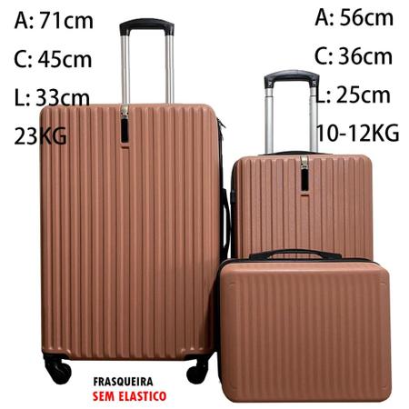 Imagem de Kit Mala de viagem 23kg e 12kg com frasqueira ABS conjunto mala de bordo menor preco 