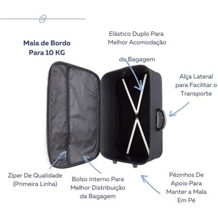 Kit Com 3 Mala Viagem de Bordo Mão Pequena Falcon 2 Rodinhas