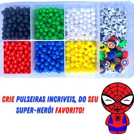 Imagem de Kit Maleta de Miçangas P/ Menino Super Herois Aprox 1000 peças Pulseiras