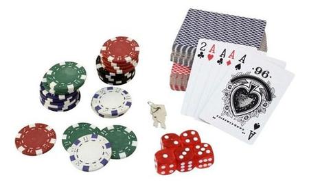 Maleta de poker 500 fichas baralho dados kit completo jogador