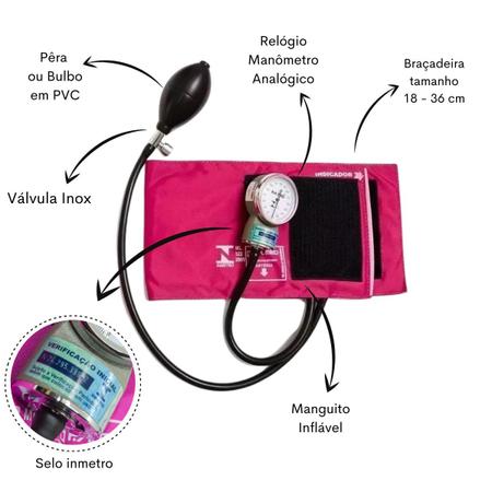 Imagem de Kit Maleta Enfermagem Aparelho de Pressão Estetoscópio Aneroide Medidor de Glicose Enfermagem Estagio 