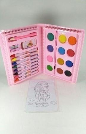 Imagem de Kit Maleta Escolar Pintura 24 Peças Canetinha - Rosa