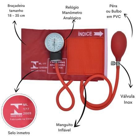 Imagem de Kit Maleta Nova Aparelho de Pressão Aneroide Esteto Esfigmomanometro Estagio Enfermagem